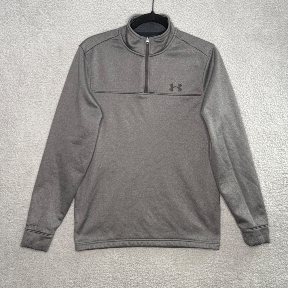 Under Armour Storm Gray Quarter Zip Fleece Pullover Mens Small Loose Fit Jacket